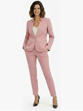 Tailored Pink Women's Blazer & Slim Pants Set